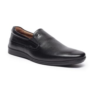 Louis Philippe Men Premium Leather Breathable Lining Material Anti Slip Flat Heel TPR Sole Formal Slip-on Shoes