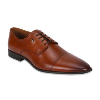 Louis Philippe Men Premium Leather Breathable Lining Material Anti Slip with Heel TPR Sole Formal Derby Shoes