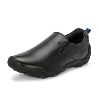 HITZ Men's Black Leather Casual Slip On Shoes