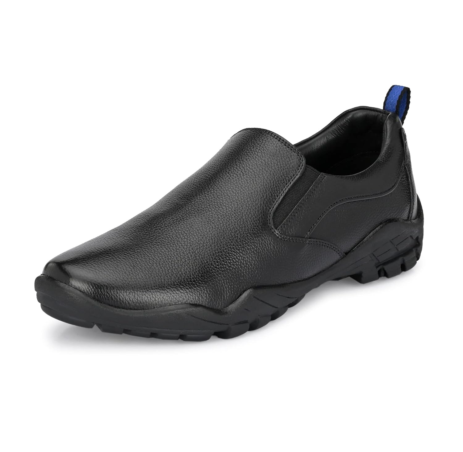 HITZ Men's Black Leather Slip-On Formal Shoes