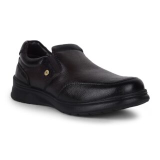 Liberty Fortune DEOX-1E Men’s Non Lacing Formal Moccasin Shoes - Black, Brown - Synthetic Leather Slip-on with Cushioned Footbed - Stylish Office Footwear - Comfortable and Lightweight