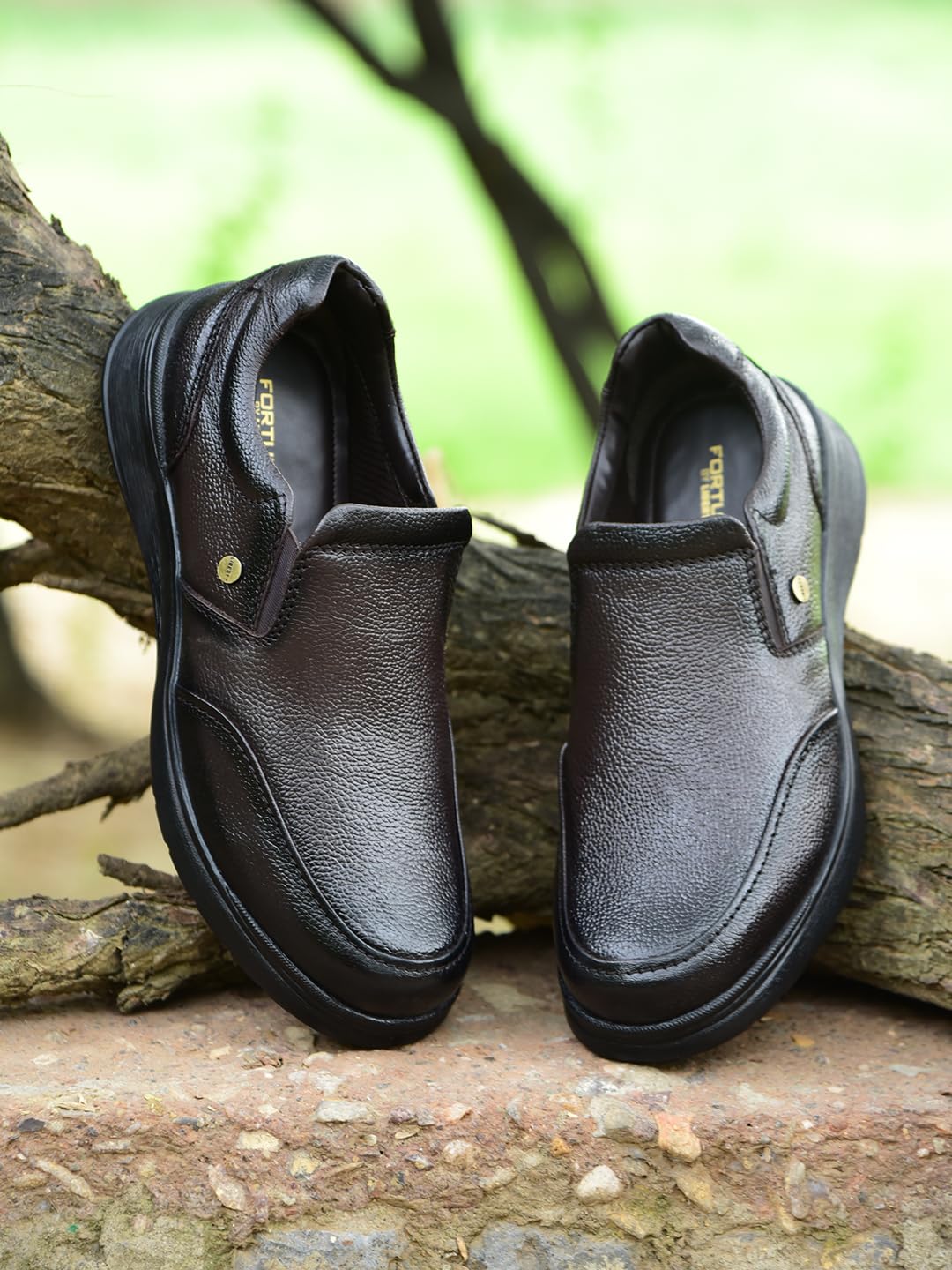 Liberty Fortune DEOX-1E Men’s Non Lacing Formal Moccasin Shoes - Black, Brown - Synthetic Leather Slip-on with Cushioned Footbed - Stylish Office Footwear - Comfortable and Lightweight - Image 2