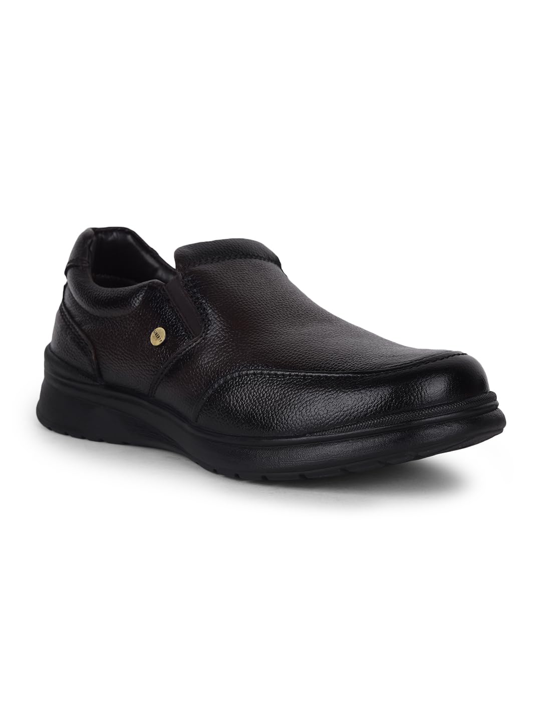 Liberty Fortune DEOX-1E Men’s Non Lacing Formal Moccasin Shoes - Black, Brown - Synthetic Leather Slip-on with Cushioned Footbed - Stylish Office Footwear - Comfortable and Lightweight