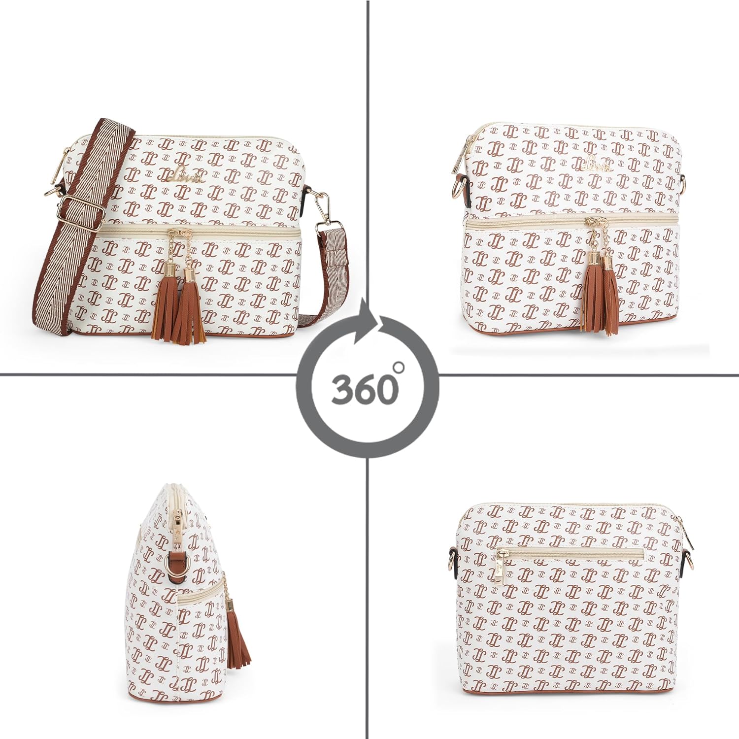 Lavie Women's Mono LL Tilly Monogram Print Cross Body Dome Sling Bag | Ladies Purse Handbag | Gift for Women - Image 6