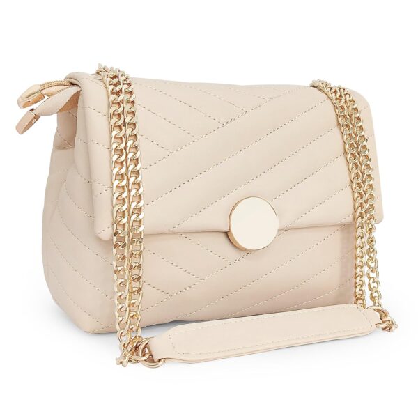 ADISA Women's Quilted Crossbody Sling Bag - Stylish Cross Body Handbag for Girls & Women with Full Gold Chain (SL5136)