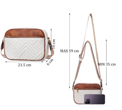 INOVERA (LABEL) Faux Leather Sling Bag for Women - Girls Travel Crossbody Bags with Adjustable Strap - Ladies Shoulder Purse Stylish Handbag