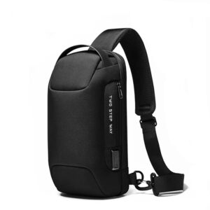 Red Lemon BANGE Anti-Theft Sling Bag for Men & Women, Water-Resistant Crossbody with USB Dual Charging, Code Lock, Hidden Pocket, Semi-Fixed Design, Lightweight, Fits 7inch iPad – Black