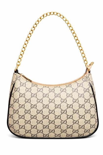 Women’s Printed Luxury Shoulder Handbag | Stylish Gold Chain Strap Hobo Bag | Trendy Floral Sling & Tote Purse for Office, Casual & Party Use | Premium Matte Finish with Secure Zipper | PU Leather