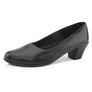 XE Looks Women's Closed-Toe Block Heel Formal Slip-On Shoes – Elegant & Comfortable Office Footwear