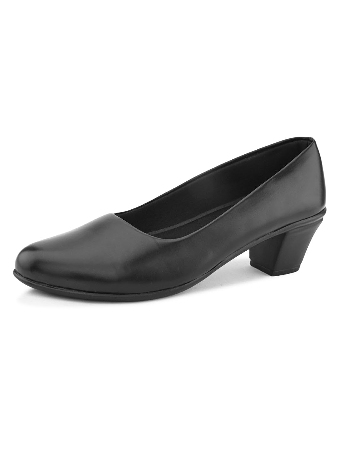 XE Looks Women's Closed-Toe Block Heel Formal Slip-On Shoes – Elegant & Comfortable Office Footwear