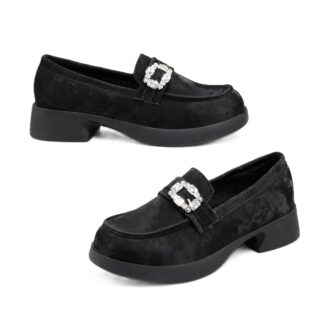 YUVRATO BAXI Women's Casual Slip-Ons and Platform Loafer Shoes with Velvet-Soft Material Anti-Slip TPR Sole.