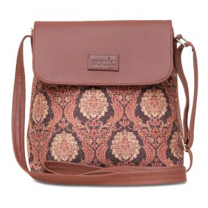 ZOUK Flap Sling Bag | Crossbody Bags for Women | Women's Handbags | Stylish | Vegan Leather Evening Bag | Travel & Office Use | Purse and Wallet | Jodhpur Damask Print