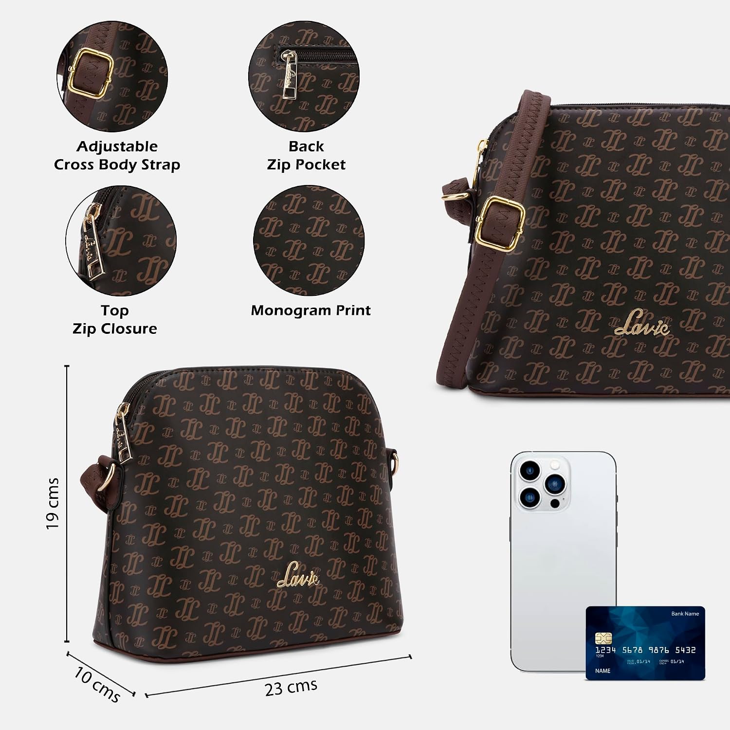 Lavie Women's Marma Crossbody Sling Bag | Ladies Purse Handbag | Gift for Women - Image 3