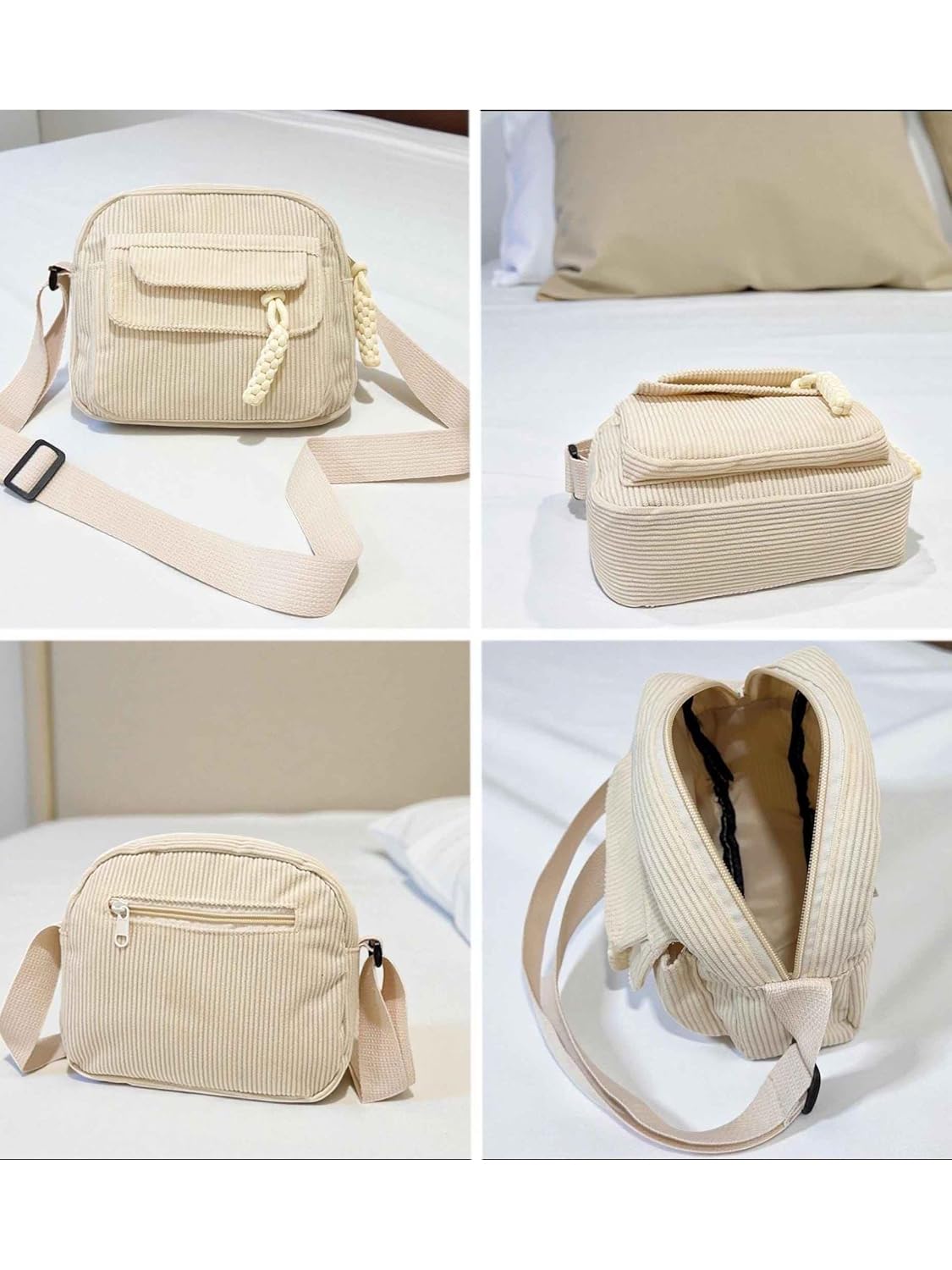 ITALISH Corduroy Crossbody Sling Bag Casual Shoulder Bag For Woman with Adjustable Strap - Image 4