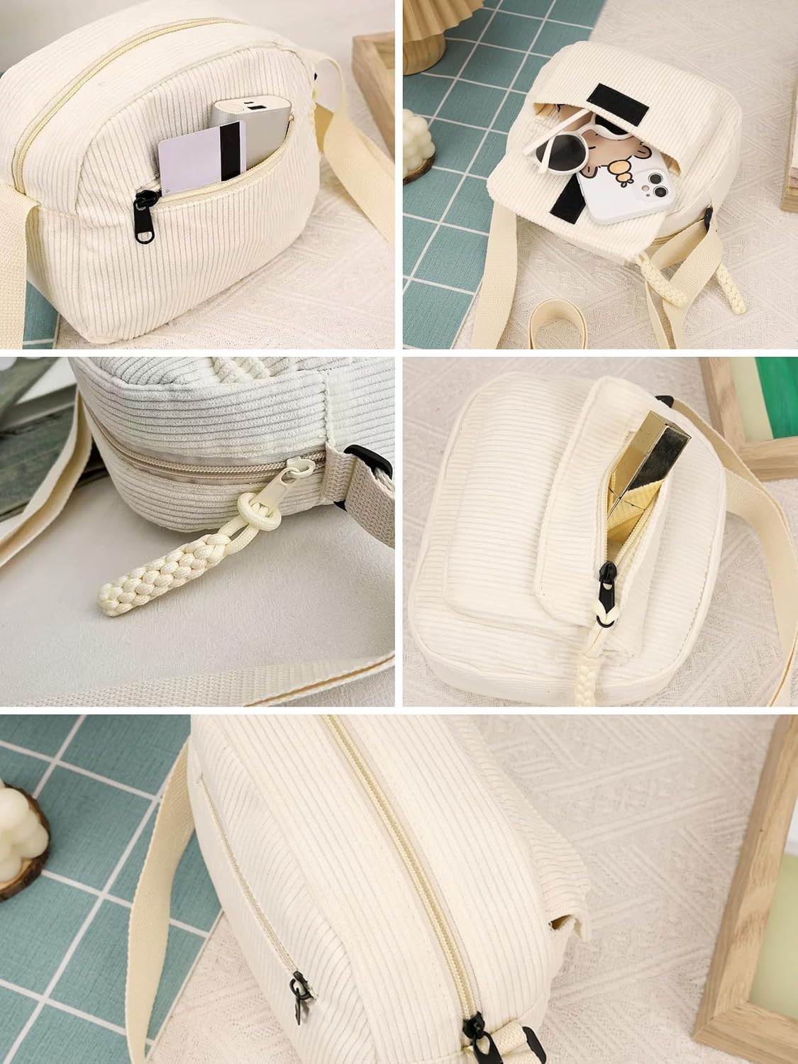ITALISH Corduroy Crossbody Sling Bag Casual Shoulder Bag For Woman with Adjustable Strap - Image 5