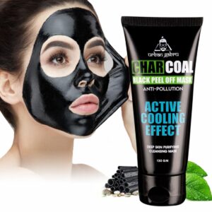 UrbanGabru Charcoal Black Peel Off Mask for Men & Women | Removes Blackheads and Whiteheads | Active Cooling Effect | Deep Skin Purifying Cleansing (60 gm)