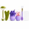 Skin Care Kit for Women – Jade Roller & Gua Sha Set, Ice Roller, Silicone Face Cleansing Brush, Acne Pimple Patches, Face Mask Brush | 6-in-1 Anti-Aging Skin Care Gift Set | Birthday Gift for Her