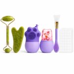 Skin Care Kit for Women – Jade Roller & Gua Sha Set, Ice Roller, Silicone Face Cleansing Brush, Acne Pimple Patches, Face Mask Brush | 6-in-1 Anti-Aging Skin Care Gift Set | Birthday Gift for Her