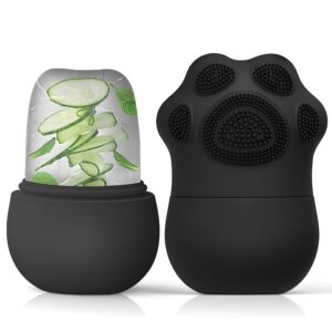 SkinSide Ice Roller for Face with Scrubber | Ice Roller for Face | For Men & Women | Ice Cube Roller for Glowing Skin & Puffy Eyes | Reusable & Unbreakable (Black)