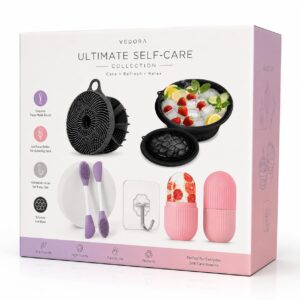 VEDORA 5 in 1 Ice Facial Skincare Combo | Ice Roller + Ice Facial Bowl + Silicone Nose Scrubber + Body Scrubber +1Pcs Wall Hooks | Complete Face & Body Care Kit