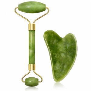 ANTIL'S Jade Roller and Gua Sha Stone Set – Face Massage Roller for Skin Tightening, Puffiness Reduction & Wrinkle Care | Improves Elasticity | Beauty Tool for Women & Men