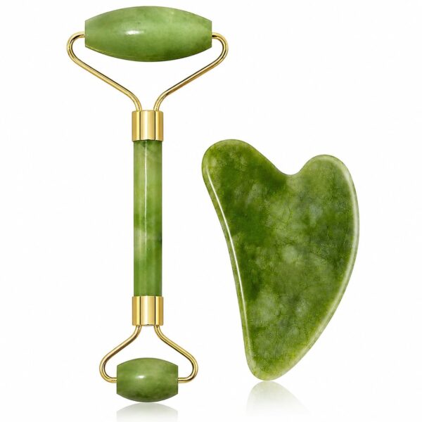ANTIL'S Jade Roller and Gua Sha Stone Set – Face Massage Roller for Skin Tightening, Puffiness Reduction & Wrinkle Care | Improves Elasticity | Beauty Tool for Women & Men