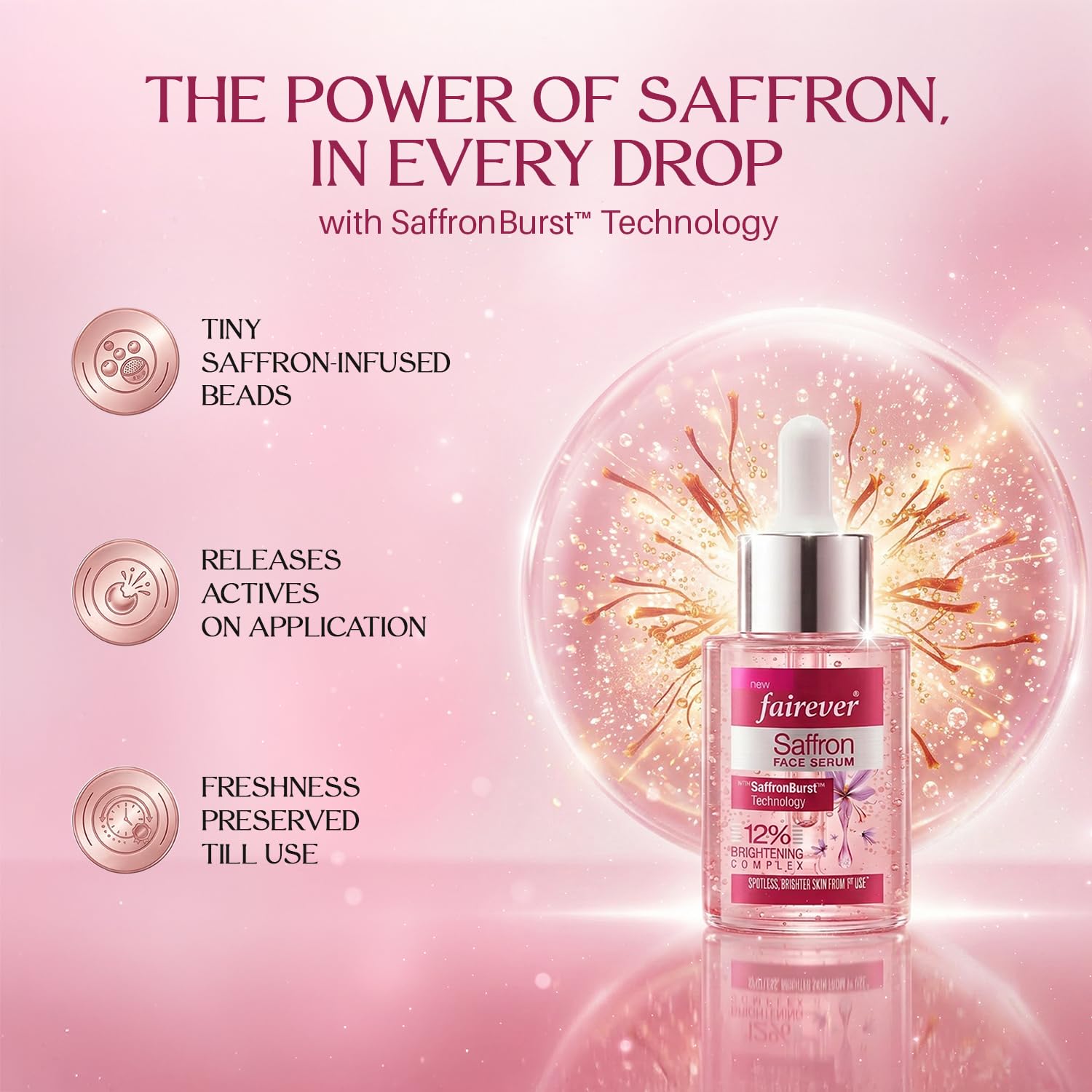 Fairever Saffron Face Serum | 12% Brightening Complex | Niacinamide, Alpha Arbutin & SaffronBurst | Reduces Dark Spots & Pigmentation | For All Skin Types | 30ml - Image 4