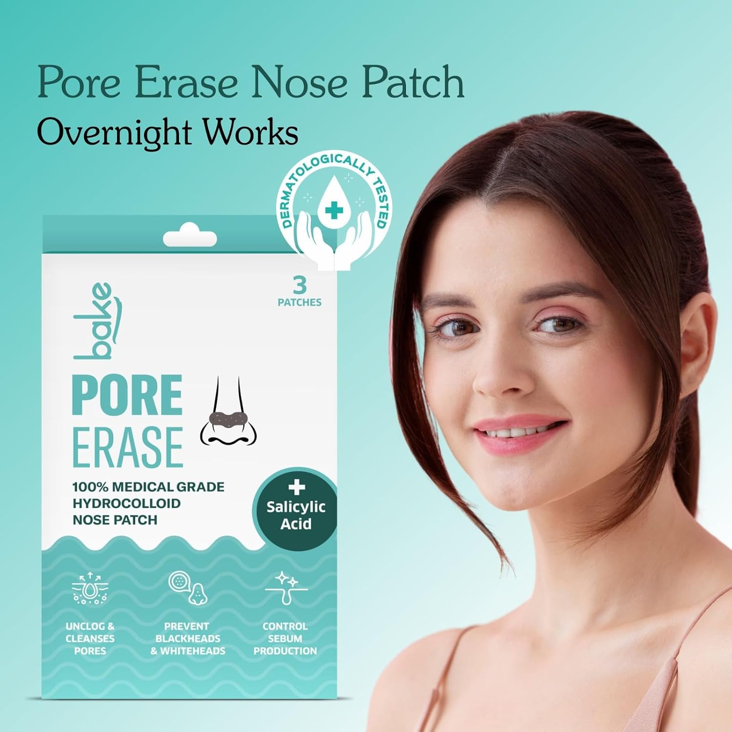 BAKE 2% Salicylic Acid Nose Strips for Blackheads Removal, Whiteheads & Pore Cleansing | Hydrocolloid Nose Patches for Clogged Pores, Deep Cleansing, Controlled Sebum Production (3 Strips) - Image 8