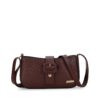 Fastrack Women's Buckle Detail Sling Bag with Flap and Top Zip Closure | Adjustable Sling Belt and Inner Zip Pocket | Stylish Everyday Bag | Trendy Women's Handbags, Brown