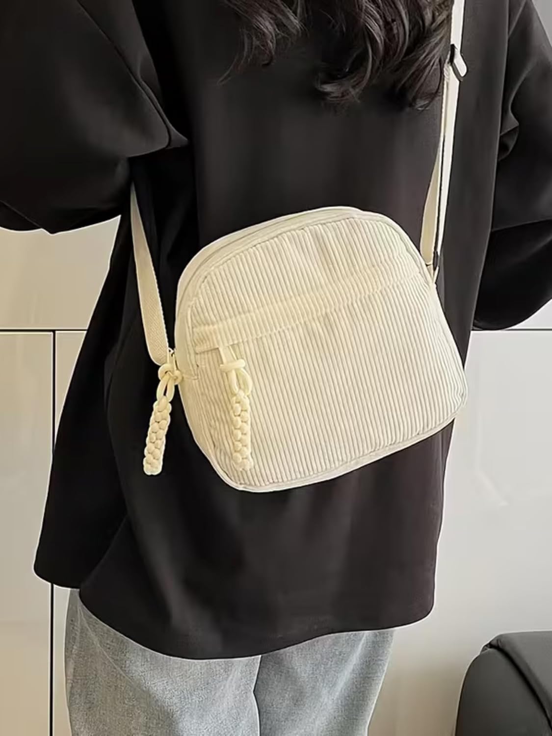 ITALISH Corduroy Crossbody Sling Bag Casual Shoulder Bag For Woman with Adjustable Strap - Image 2