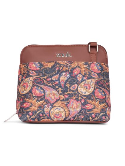 ZOUK Printed Vegan Leather Out Of Office Sling Bag With Adjustable Strap For Women's Girls